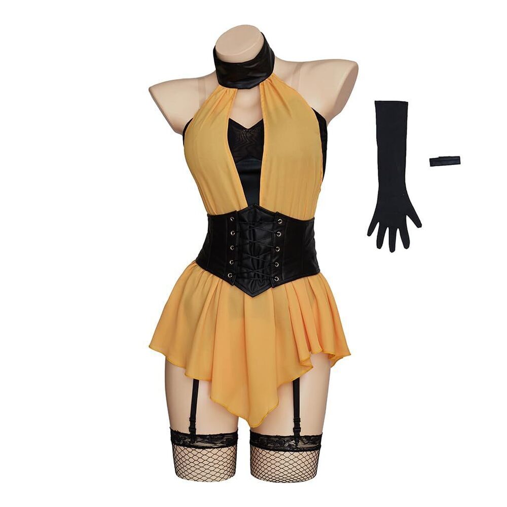 9050 Sally Jupiter Cosplay Costume Sexy Yellow Superhero Costume Outfits